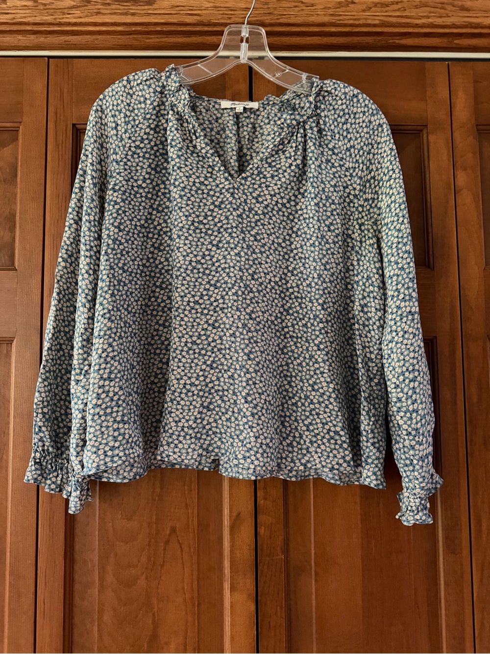 Madewell Blue Floral V-Neck Blouse